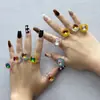 Anillo Popular Transfronterizo Colorido con Purpurina Exquisito Anillo Pequeño de Diamante Moda para Mujer Anillo Versátil Anillo con Marco de Purpurina Fina Lote