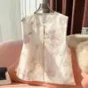 Novo Colete Estilo Chinês Nacional para Mulheres, Top Sem Mangas de Organza com Bordado Pesado de Renda, Colete de Verão