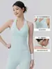 Top Regata de Yoga Primavera Verão Feminino com Gola Halter Costas Sexy Bonitas Colete Esportivo Camada Externa Refrescante Top Regata para Treinamento de Pilates Fitness