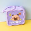 Porta-moedas de Silicone Labubu para Crianças Capivara Bolsa Pequena Fofa Criativa Colorida Bolsa Quadrada Pequena Pingente de Bolsa