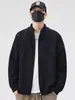 Suéter Cárdigan Nuevo Otoño/Invierno 2025 Estilo Perezoso Casual Retro Americano Cuello Alto Tejido Chaqueta de Color Sólido para Hombre