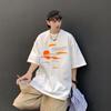 Camiseta de Verano 2023 Nueva Estampado de Paisaje al Atardecer Holgada Talla Grande para Hombre Cuello Redondo T925