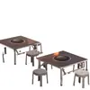 Mesa de Barbacoa de Acero Inoxidable para Uso Comercial, Mesa con Parrilla de Carbón para Comedor al Aire Libre, Mesa y Sillas para Restaurantes de Barbacoa
