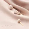 Aretes de Bola de Perla Sintética de Plata Nalan s925 para Mujer Elegantes Simples Mini Aretes de Flor de Burbuja G7849