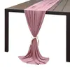 Amazon Camino de Mesa de Gasa Transfronterizo Nuevo Estilo Europeo Decoración de Mesa de Boda Banquete Color Sólido Camino de Mesa Sencillo Personalización