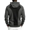 Sudadera con capucha de forro polar con media cremallera para hombre transfronteriza, chaqueta casual de punto patchwork de ajuste holgado para otoño e invierno de Amazon