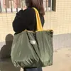 Bolsa de compras plegable portátil de gran capacidad para supermercado, se puede atar con cordón en la boca, bolsa de almacenamiento para comestibles, bolso de mano, disponible para exportación