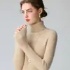 Suéter 100% cachemira pura para mujer, cuello alto, corte ajustado, cálido, nuevo estilo otoño e invierno 2026, camiseta base acanalada