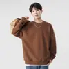 Moletom G-stone liso com gola redonda para homens, corte solto com ombros caídos, adequado para uso casual diário, suéter versátil de manga comprida, tamanhos grandes