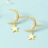 Pendientes de luna y estrella de viento frío exquisitos para mujer, nuevos de moda 2019, simples, compactos, para dormir sin quitar, clip para oreja
