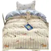 Conjunto de três peças para dormitório universitário, algodão puro, novo conjunto de cama com tema de desenho animado 2025, lençol de cima, capa de edredom, lençol com elástico