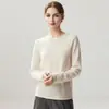 Suéter de Punto Fino de Lana y Cachemira para Otoño e Invierno para Mujer con Dobladillo Enrollado Plano Holgado Cuello Redondo