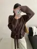 Cardigã de malha com gola alta estilo coreano, amarração na cintura, novo casaco suéter elegante para outono e inverno de 2026, para mulheres, importado