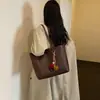 Bolso tote tejido de color liso, moderno y simple, para mujer, gran capacidad, para el día a día, personalizado, casual, texturizado, bolso de hombro vintage
