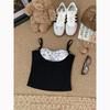 Camisola Estilo Tailandés Hermosa Floral Falsa de Dos Piezas Aspecto Adelgazante para Mujer Verano 2025 Prenda Exterior Top Corto sin Mangas