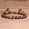 Pulsera de Piedra Ojo de Tigre Facetada Tejida a Mano Pulsera de Piedras Naturales con Cuentas Pulsera Tejida de Piedra de Círculo Único Venta al por Mayor