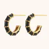 Moda Europea y Americana Nicho Elegantes Pendientes de Gota de Aceite Acero Inoxidable Chapado en Oro de 18K Color Caramelo Rueda Forma de C Pendientes de Malla para Mujeres