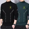 Ropa interior térmica con forro de terciopelo, engrosada y cálida, camiseta base para hombre con cuello semi-alto, camiseta de manga larga de color liso, top de otoño