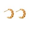 Moda para el día a día, Simple, Versátil, de Alta Gama, Estilo Cool Aretes de Acero Inoxidable Chapado en Oro con Trenzado Twist
