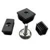 Tubo Cuadrado de Plástico Ajustable Tuerca de Acero Inoxidable Tapón de Tubo Tapa de Pie Tubo de Acero Tapón Interior Ajustable Fondo Blanco 30 38 40