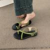 Sandalias Planas Versátiles de Estilo Coreano Ins con Tira Cruzada para Mujer, Sandalias Romanas Planas Casuales de Playa para Verano