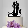 Cartão de bolo de casamento acrílico rústico cartão de bolo noivo noiva decoração de bolo animal de estimação gato cachorro