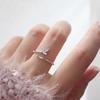 Anillo de Plata de Ley s925 para Mujer Estilo Japonés y Coreano Diamante Pequeño Fresco Distintivo Alas de Mariposa Elegante Bambú Joyería de Mano Regalo