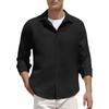 2024 Otoño e Invierno Transfronterizo Europeo y Americano para Hombre Nueva Camisa Casual de Solapa de Color Sólido Camisa Waffle Juvenil Engrosada