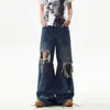 Direto do fabricante: Calça jeans feminina estilo retro americano, nova coleção de outono, calça longa rasgada, calça wide leg com vibe high street, moderna