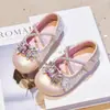 Zapatos de Princesa Individuales con Pedrería para Niñas Estilo Nuevo Primavera y Otoño Zapatos con Lazo de Lentejuelas Zapatos Brillantes de Princesa Estilo Elsa para Niños