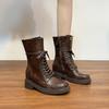 Botas Retro Martin Populares en Internet de Gama Alta con Patrón de Cuero de Caballo Lavado Botines Cortos 2024 Invierno Nuevas Botas para Mujer de Chengdu