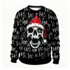 Suéter Redondo de Comercio Exterior Internacional Ebay con Patrón de Calavera Halloween Sudadera Versátil Estampado Digital 3D