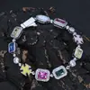 Pulseiras de Joias Coloridas com Pedras Preciosas Hip-Hop Transfronteiriças Europeias e Americanas Acessórios de Joias Femininas Zircônia de Alta Qualidade Pulseiras Masculinas Atacado
