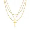 Collar cruzado apilado transfronterizo nuevo europeo y americano con perla aleación multicapa lujo ligero elegante cadena de clavícula de alta calidad