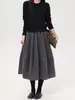 Falda Casual de Lana de Cintura Alta Otoño e Invierno 2025, Falda Floral de Gama Alta/Falda Burbuja Negra/Falda Pequeña para Mujer
