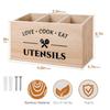 Caja de Almacenamiento de Utensilios de Cocina de Madera, Cesta de Almacenamiento para Clasificación de Cuchillos y Tenedores, Caja de Almacenamiento de Madera para Escritorio de Cocina, Compartimentos de Almacenamiento