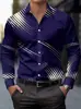 Camisa de rayas con estampado transfronterizo, camisa de vestir, camisa casual para hombre de manga larga con estampado digital 3D