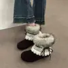 Botas de Neve Peludas Femininas, Botas Curtas Birkenstock Antiderrapantes, Novo Estilo Inverno 2025, Aumenta a Altura, Forradas com Lã, Sapatos Quentes de Algodão