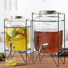 En stock Cubo de Vidrio Transparente Engrosado de Fábrica para Coca-Cola Contenedor Cubo para Bebidas Frías Jugo Cubo para Vino con Grifo Tarro para Enzimas
