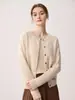 Cárdigan 100% Cachemir Puro para Mujer Cuello Redondo Manga Larga Tejido Versátil Estilo Coreano Suéter de Estilo Suave Suéter de Cachemir Ropa de Abrigo