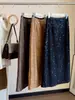Falda Retro Chic con Lentejuelas para Mujer, Nuevo Estilo Otoño, Falda Recta Bodycon de Longitud Media con Abertura Trasera en Línea A