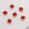 Acessórios Duplos de Trevo de Quatro Folhas com Borda de Zircônia Cristal Coberta de Ouro 14K com Preservação de Cor para DIY Pulseira Colar Material de Joalheria de Orelha Feito à Mão