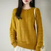 Suéter tejido de algodón puro de cuello redondo estilo casual para mujer, nuevo suéter cálido jacquard engrosado de manga larga para otoño e invierno