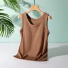 Camiseta sin mangas acanalada fina con sujetador incorporado, sin mangas, nuevo estilo de verano, para usar en capas o sola, de mujer