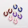 Pendientes colgantes de gota en forma de U de macarrón dulce de colores para otoño e invierno, pendientes para mujer, venta al por mayor, nicho, alta gama, estilo same como lisa