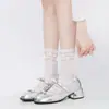 Calcetines de Verano Finos de Malla Transparente con Tira Fina Hueca Estilo Spice Girls Ballet de Tubo Medio