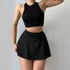 Top deportivo ligero y delgado de yoga con base interior corta, sin mangas, ajustado, con ombligo al descubierto, para verano