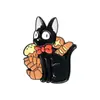 Serie de Gatos Negros de Ojos Grandes Creativos Transfronterizos Insignia de Metal Pintado Animal de Dibujos Animados Versátil Joyería de Letras Broche