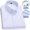 Camisas Masculinas 100% Algodão, Camisas Listradas Azuis de Alta Qualidade, Camisas que Não Amassam, Camisas Casuais de Negócios Masculinas de Alta Qualidade, Tamanhos Grandes