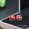 Transmisión en vivo bienestar cinabrio lindos aretes de oreja de conejo aretes de arena de emperador moda para mujer regalo personalizado de temperamento entrega de una sola pieza